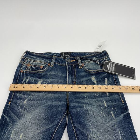 New ROCK REVIVAL REMIX Slim Jeans Size 26 Cuffed Distressed Straight Leg - Picture 6 of 8